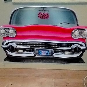 Pink Cadillac cardboard cutout